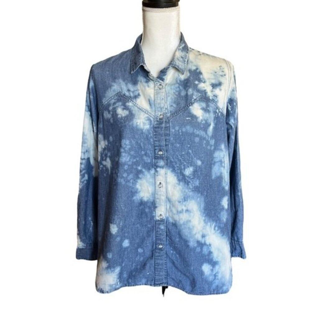 P.A.M Mens tie dye blue and white acid wash RARE button up streetwear